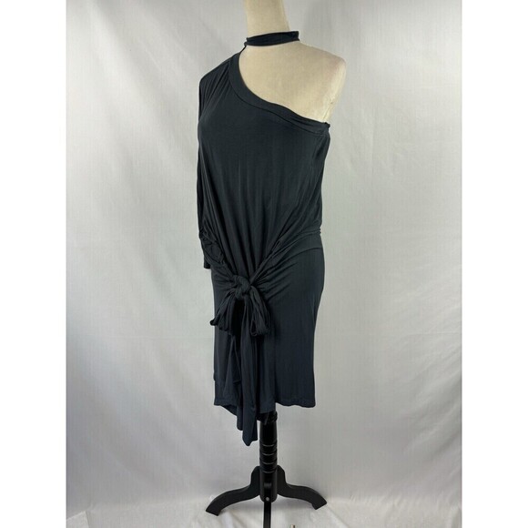 Laura Siegel Anthropologie Asymmetrical Dress Grey Medium Off Shoulder - Picture 12 of 12